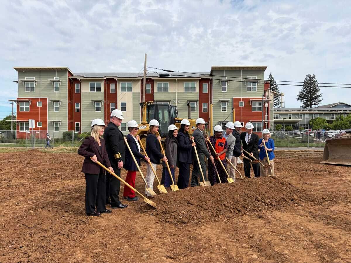 Community leaders break ground on Rancho Cordova’s Mather Veterans Village, providing 70 more housing units for low-income and homeless veterans in the county, on Thursday, April 9, 2026. From left to right: Natalya Sachuk, Chris Flaherty, MaryLiz Paulson, Cari Scott, Mika Klinsmann, Tiffany Bohee, Garrett Gatewood, Levette Randolph Miller, Pat Hume, Ami Bera, Robert McGarvey and Linda Budge.